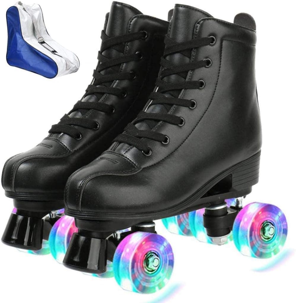 XUDREZ Roller Skate Shoes for Women Men PU Leather High-top Double-Row Roller Skates for Beginner, Professional Indoor Outdoor Roller Skates with Shoes Bag