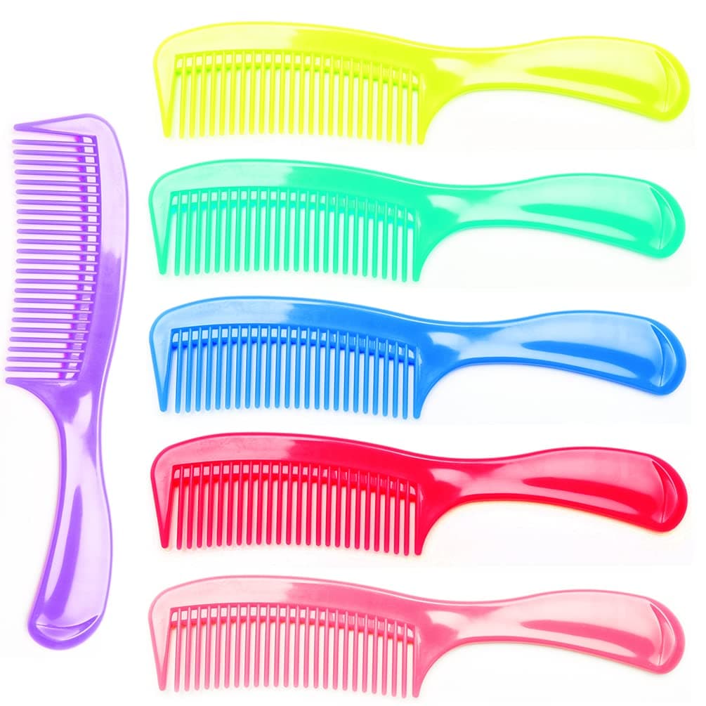 Luxxii (Pack 6) Pastel Colorful Styling Essentials Round Handle Comb Hair Comb Designed for All Hair Types (Assort Color)