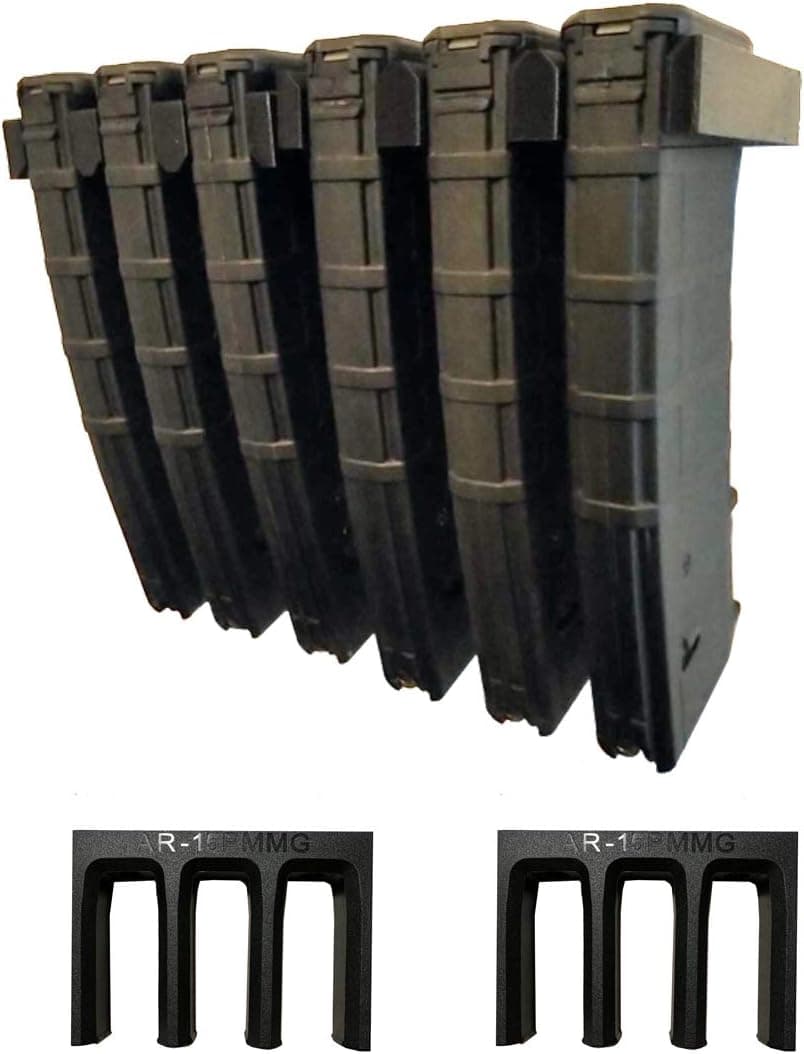 Tactical Pro Sports AR-15 PMAG Wall Mount | Magazine Display | Wall Storage Organization System | Unique Low Profile Design | Gun Room Mounting Solution | 2 Mounts Hold 6 Mags Product Name