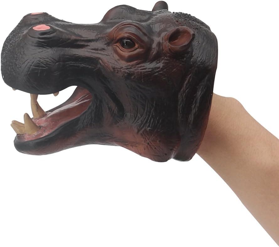 ZONXIE Soft Rubber Realistic Animal Hand Puppets Role Play Toy for Kids and Toddlers (Hippo)