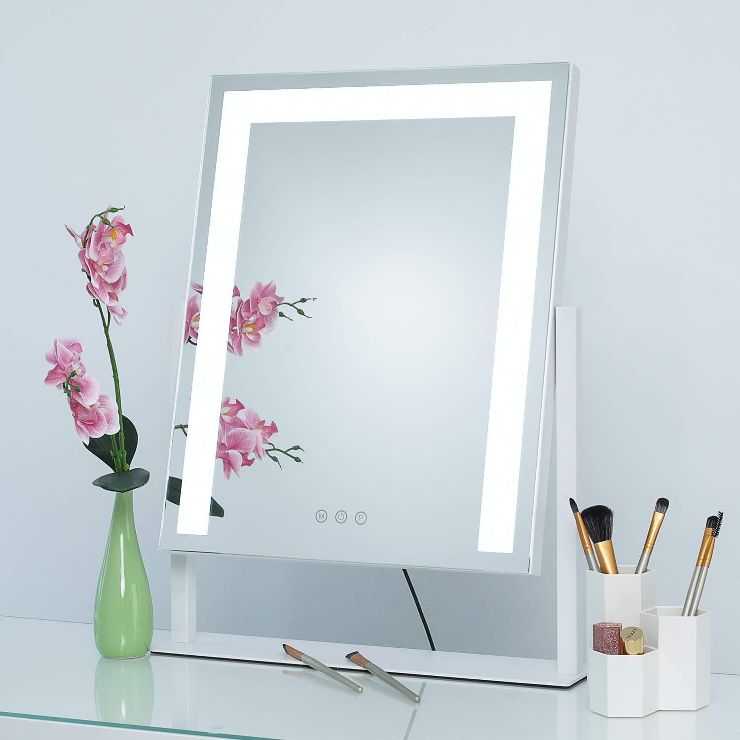 SHOWTIMEZ Lighted Vanity Mirror Makeup Beauty Mirror with Lights, Dimmable 3 Modes LED Backlit Strip, Touch Screen Control Makeup Mirror