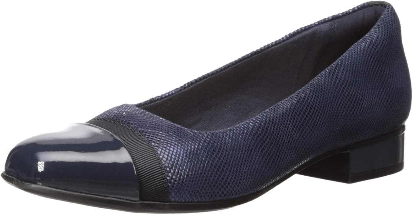 Clarks Women's Juliet Monte Loafer, Navy Suede Print/Synthetic, 8 W US