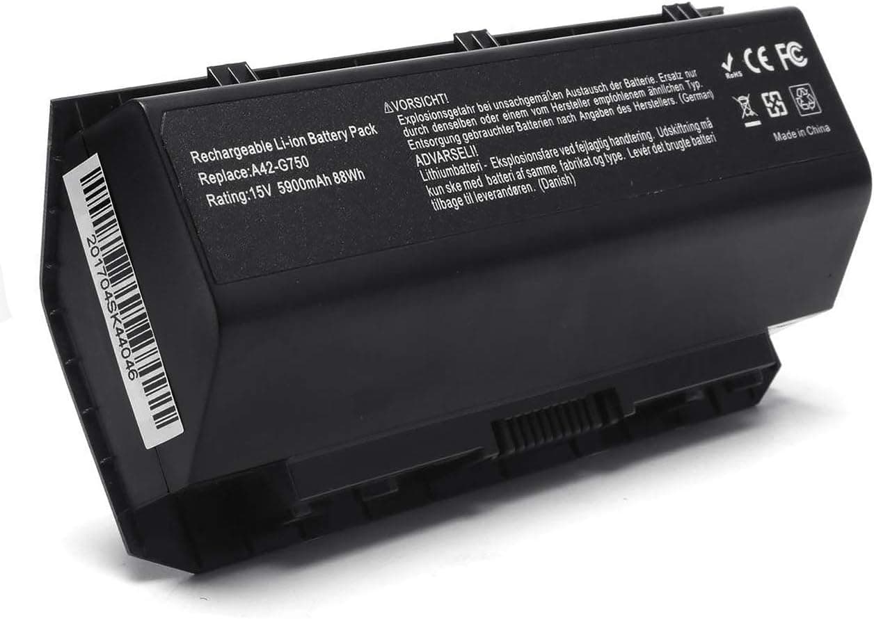 8-Cell A42-G750 Laptop Battery for ASUS G750 G750J G750JH G750JM G750JS G750JW G750JX G750JZ G750Y47 X551M JX-BL, ROG GX800VH G752 Series 0B110-00200000M, Li-ion 15V 88WH -12 Months Warranty