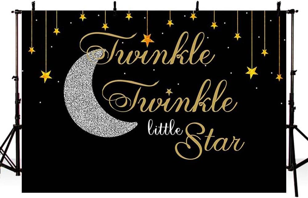 MEHOFOTO Photo Backgroud Black Gold Stars Twinkle Twinke Little Star Birthday Party Decoration Backdrops for Photography 7ftx5ft