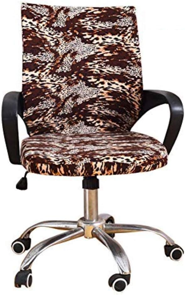 Deisy Dee Universal Computer Office Rotating Stretch Polyester Mid Back Function Chair Cover C111 (Leopard)