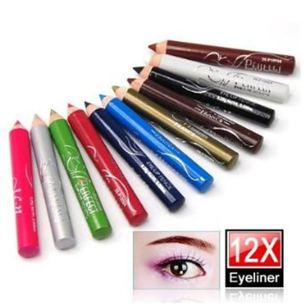 World Pride 12 Assorted Colors Cosmetic Makeup Eyeliner Pencil Eyebrow Eye Liners