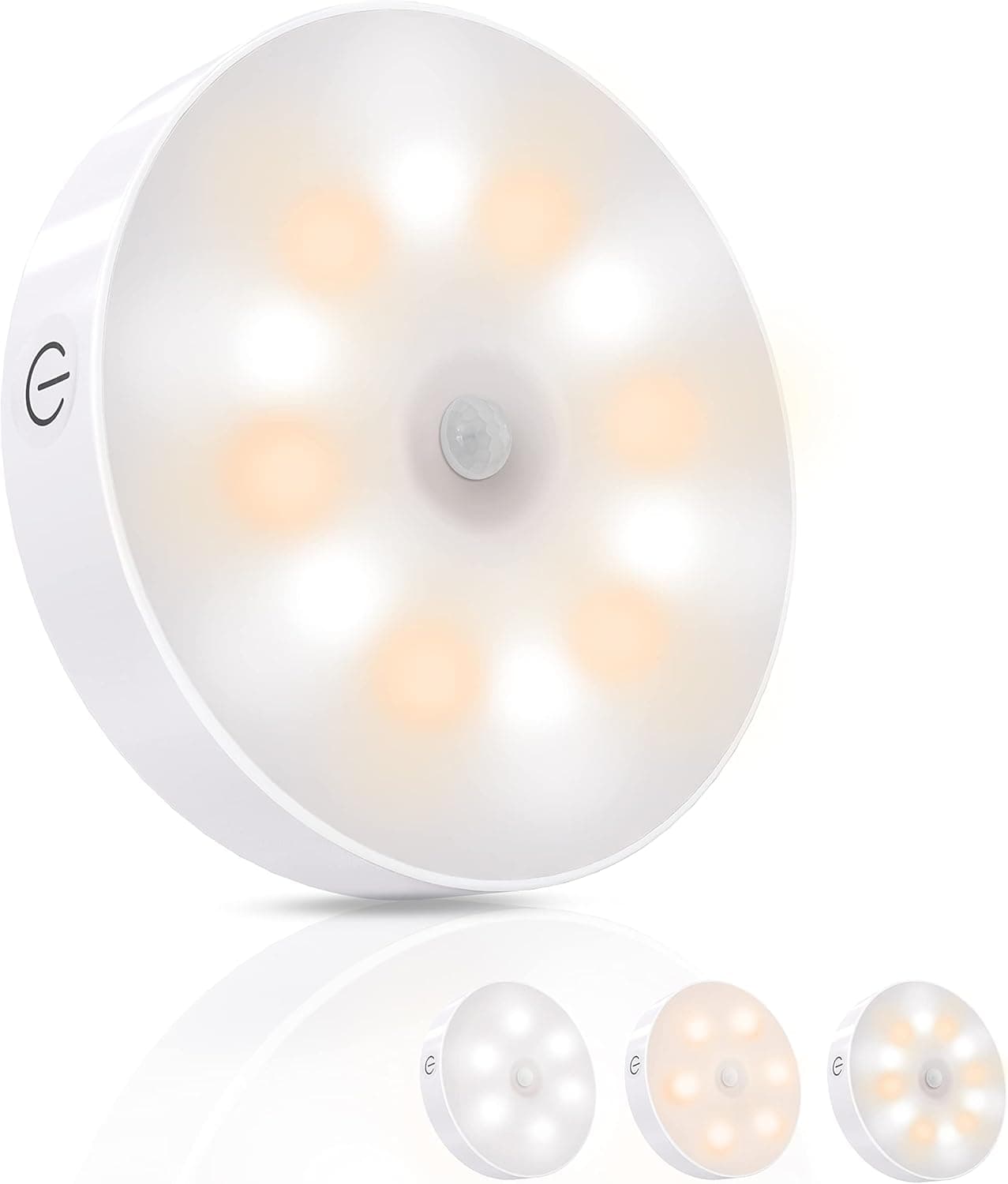 Acoucou Motion Sensor Light, 3 Color LED Closet Light USB Rechargeable Cabinet Light Touch Conrol with 3 Color Modes, Step Light for Staircase, Bathroom, Kitchen, Cabinet