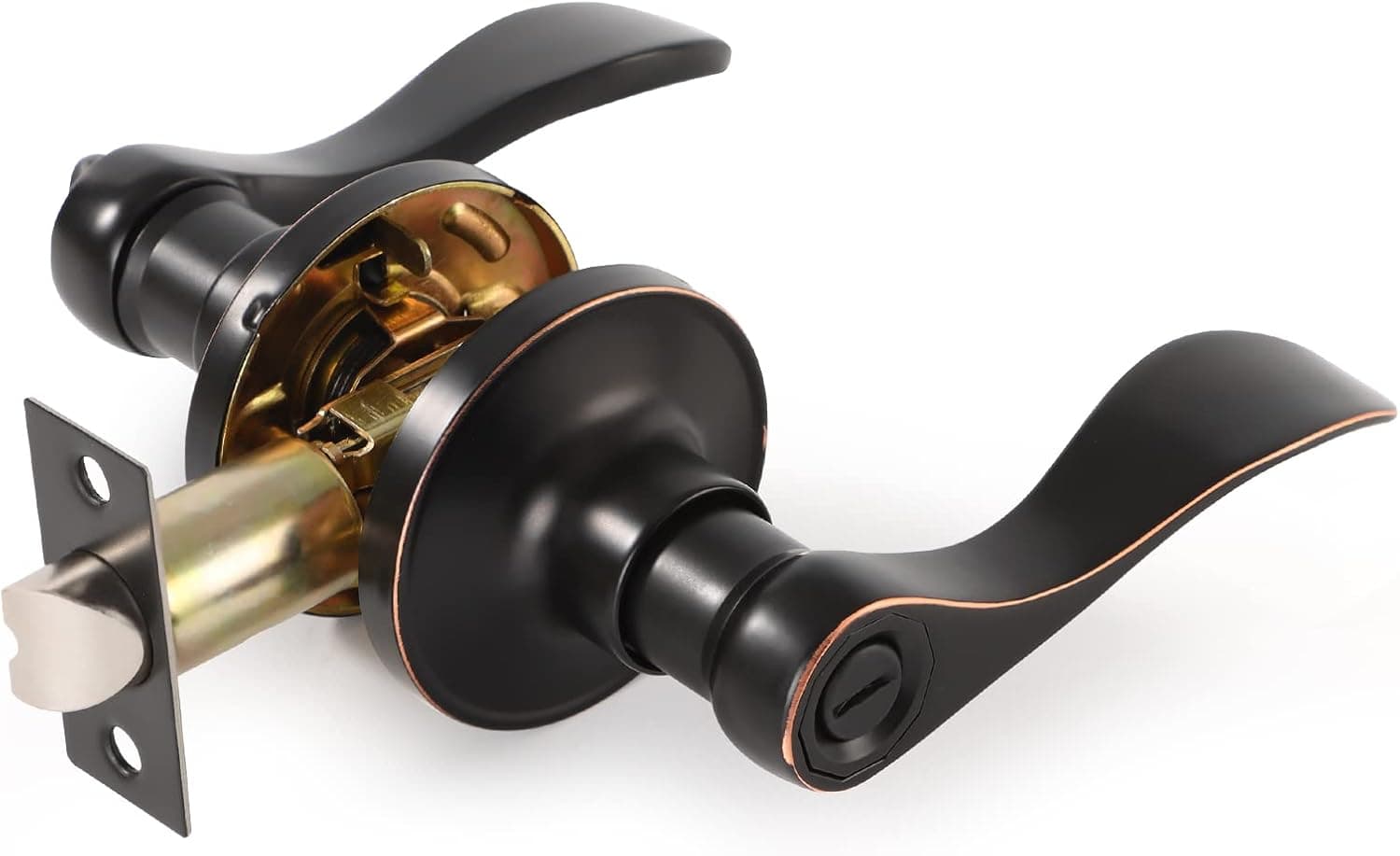 Door Handles Oil Rubbed Bronze 1 Pack, Bedroom Bathroom Door Knobs Interior, Privacy Door Levers with Elegant Wave Door Handle, Reversible for Left or Right Handed Doors