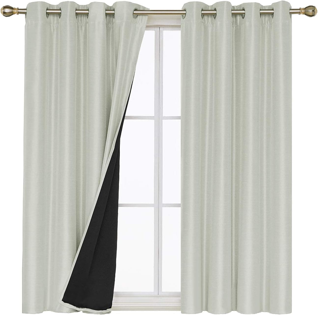 Deconovo Lined Thermal Insulated Grommet Blackout Curtains for Bedroom (52W x 63L Inch, Cream, 2 Panels)