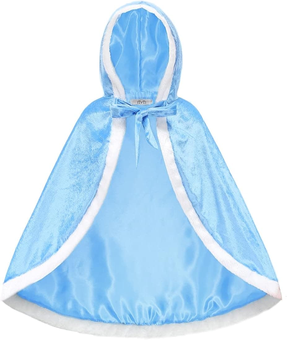iTVTi Princess Cloak with Hood Girls Cape Kid Toddler Costume Dress up for Halloween Christmas Carnival Cosplay