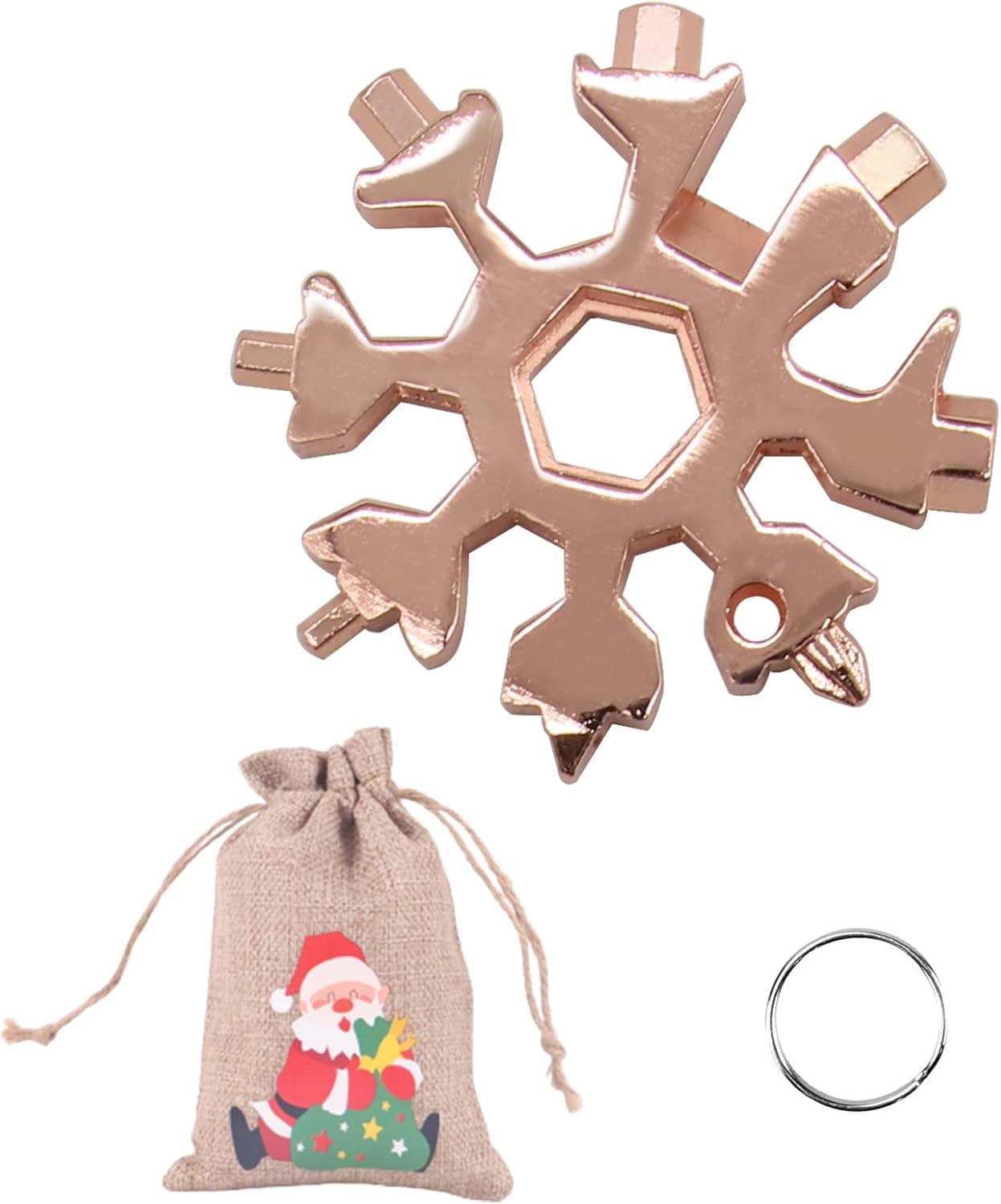 Snowflake Multitool Stainless Steel Combination Tools Screwdriver for Outdoor Travel Camping Daily Tool Gifts for Mens (Rose Gold)