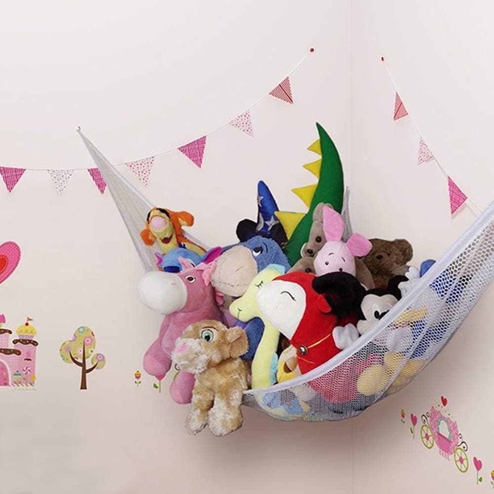 Auony Stuffed Animal Hammock, Mesh Toy Hammock Toy Storage Organize Stuffed Animals or Children's Toys for Bedroom, Playroom, Bathroom