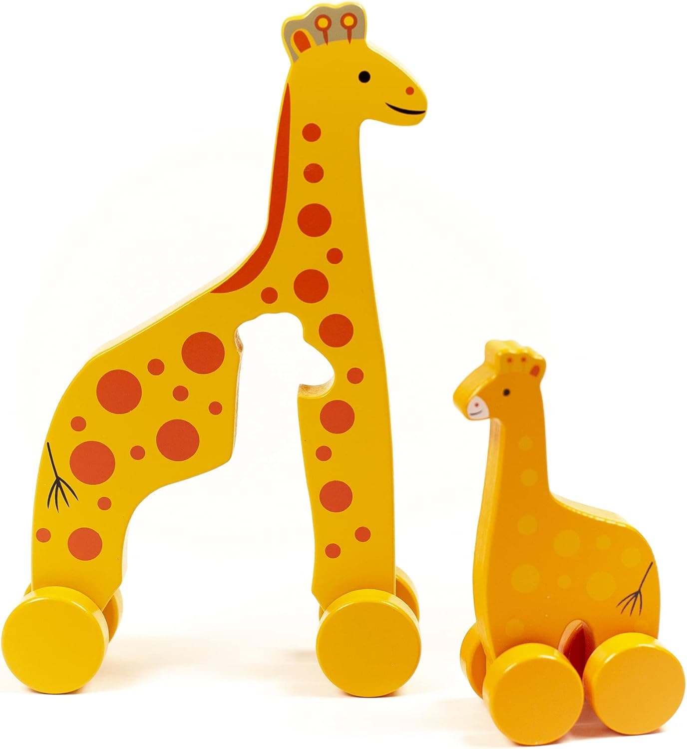 Jack Rabbit Big & Little Giraffe Push Toy Creations – Adorable Nesting Animals Set - 2 in 1 – Classic Rolling Wooden Toy – Develops Hand Eye Coordination & Motor Skills - Ages 18+ Months