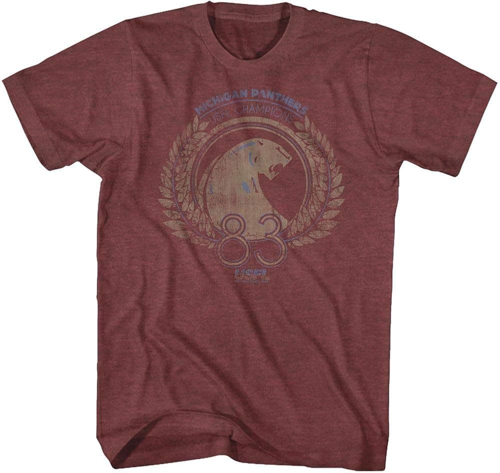 A&E Designs USFL T-Shirt Michigan Panthers 1983 Championship Maroon Tee, Medium