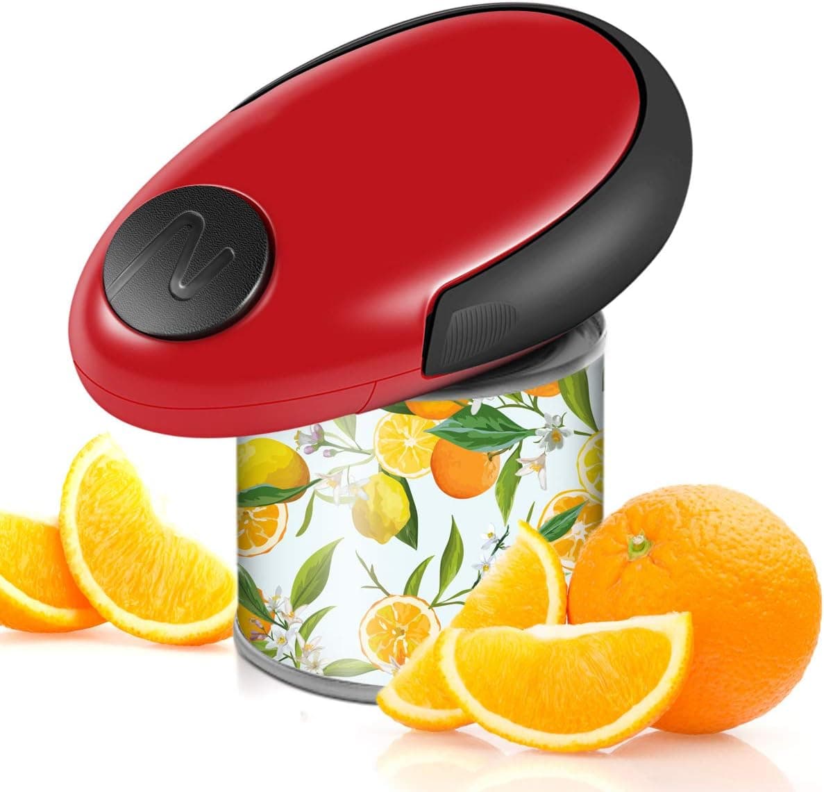 Electric Can Opener, Restaurant Can Opener, Full - Automatic Hands Free Can Opener, Food-Safe and Battery Operated Handheld Automatic Electric Can Opener (Red)