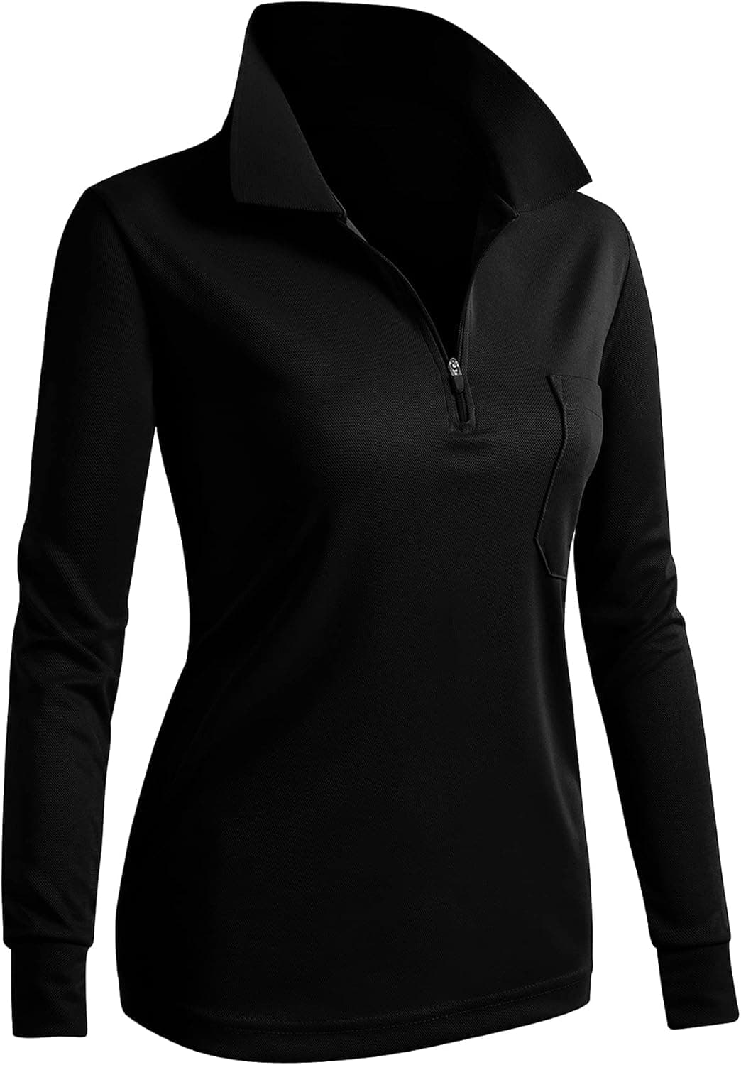 CLOVERY Women's Active Wear POLO Pocket Shirt Long Sleeve