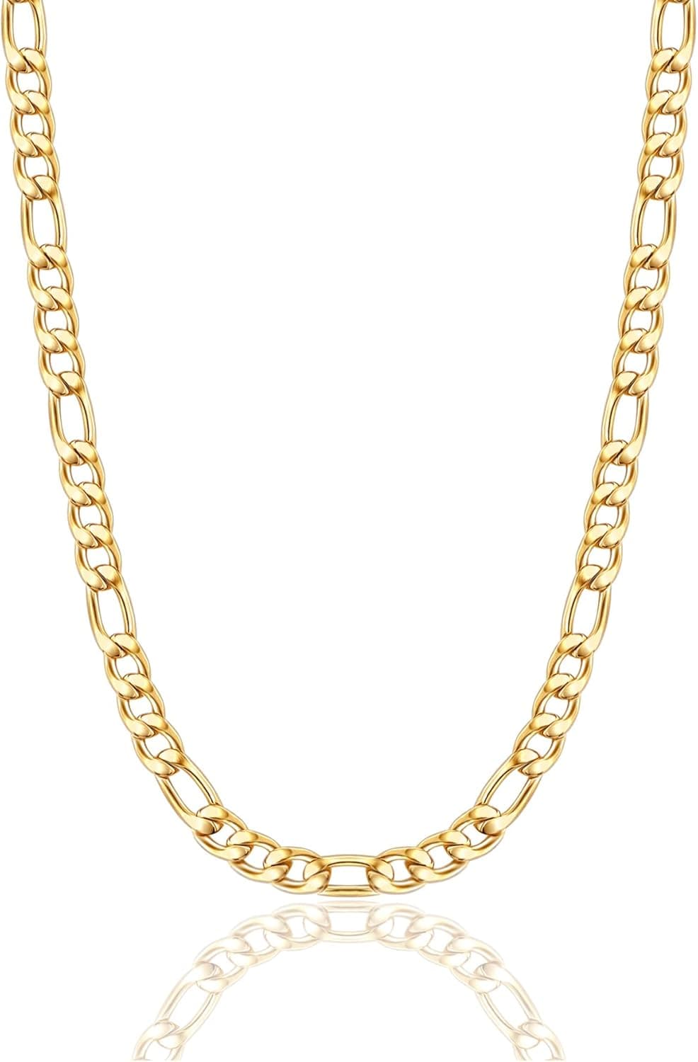 Figaro Chain Necklace Stainless Steel Real Gold Plated Chains for Men Women Jewelry