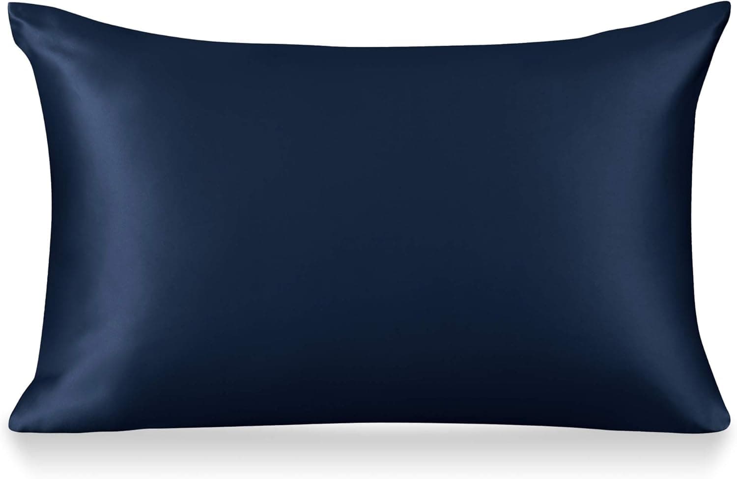 Navy Pure Silk Pillow Case for Bed Head Extremely Soft & Comfortable Anti Face Skin Wrinkle Both Side Bedding Pillow Cases with Hidden Zipper by Breathable Natural 19 Momme Silk 1 Piece (Queen,Navy )