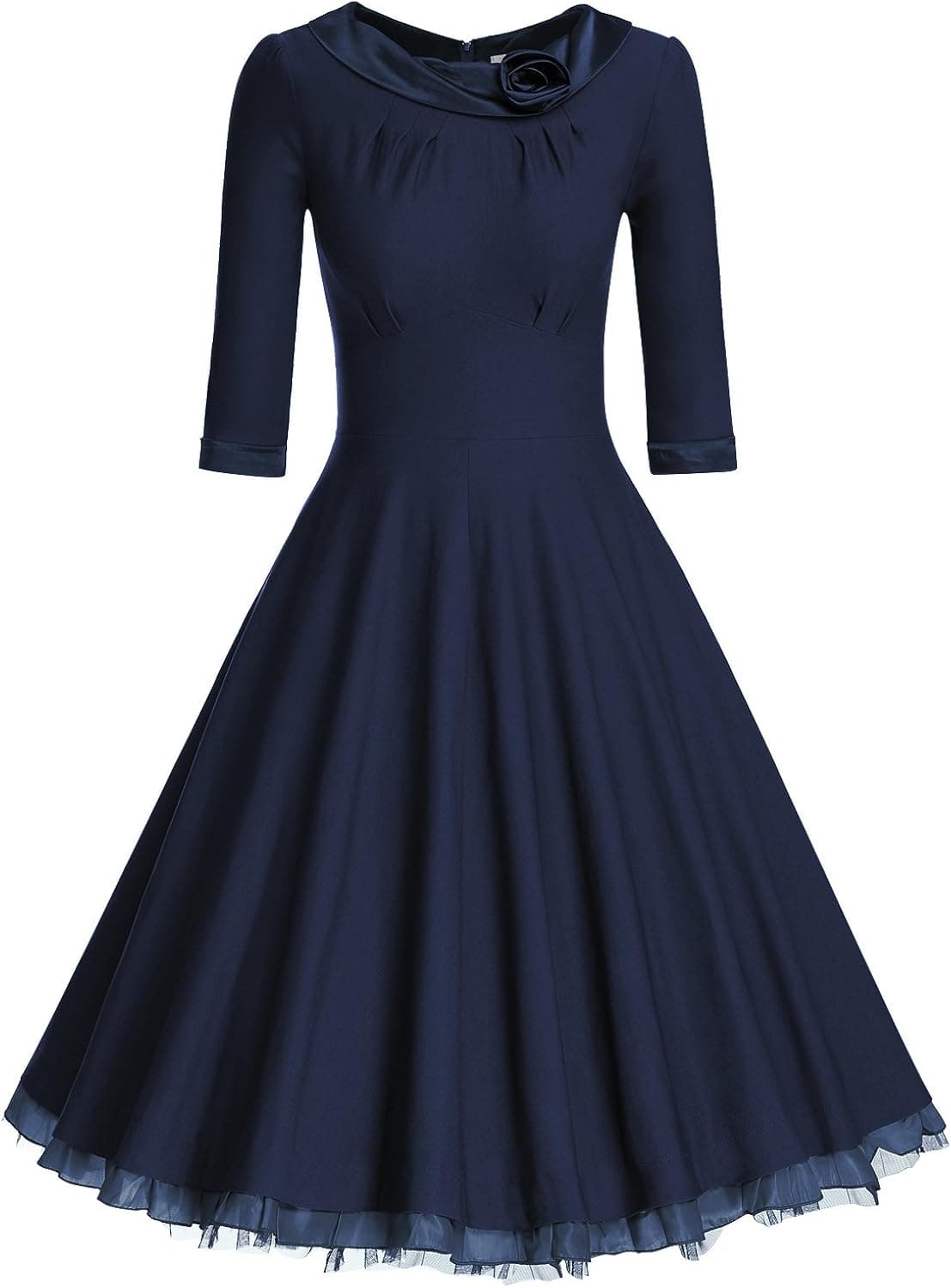 MUXXN Women's 1950s Vintage 3/4 Sleeve Fit and Flare Cocktail Formal Rockabilly Swing Dress