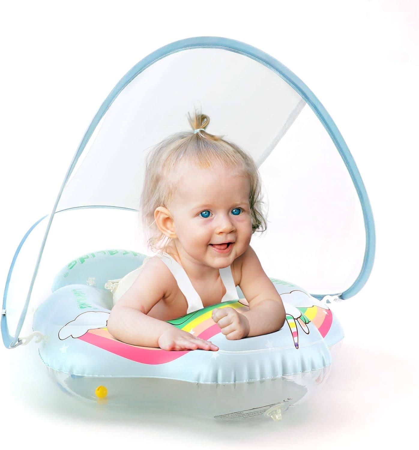 Lightaling Unicorn Baby Swimming Floats for Toddlers, -Inflatable Baby Pool Floats Ring with Sun Protection Canopy for Baby, Size S, L, XL