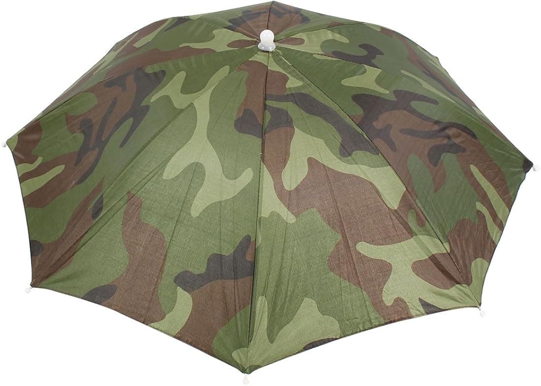 uxcell Elastic Headband Camouflage Pattern Sun Rain Umbrella Hat Cap for Fishing