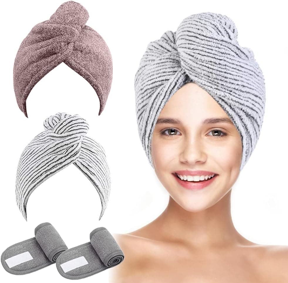 LUUCOZ Organic Bamboo Fiber Hair Towel Wrap (red)