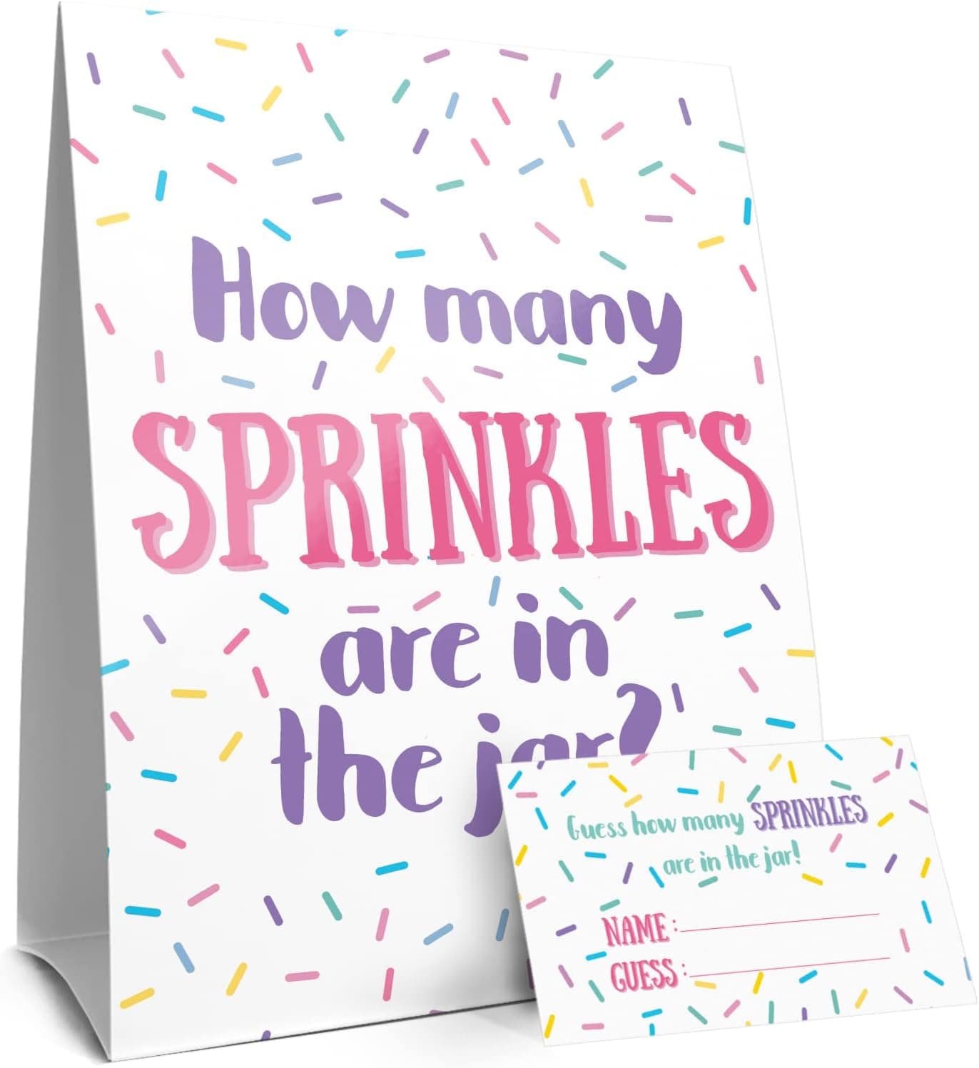 How Many Sprinkles in the Jar Party Game (Sign with Cards)
