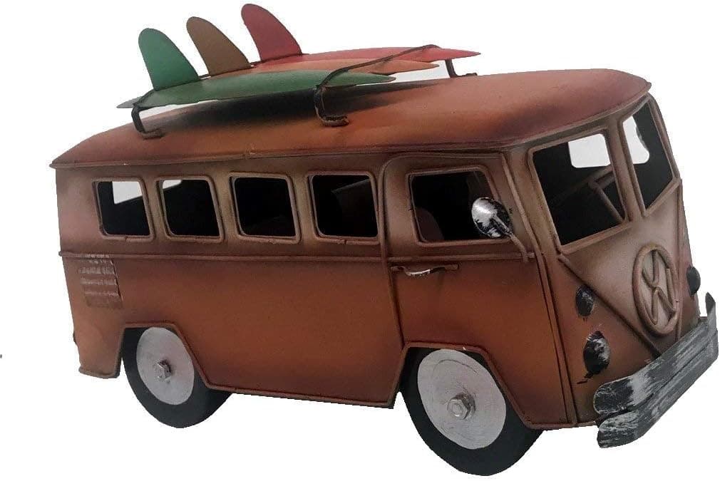 Metal Van with Surfboards on The Roof Rack (Burnt Orange)