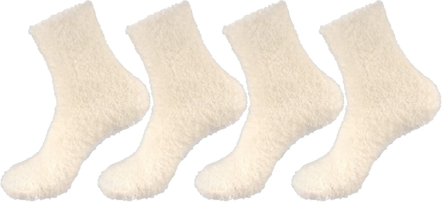 BambooMN Men's Super Comfy Soft Warm Fuzzy Socks - 4 Pair Value Packs