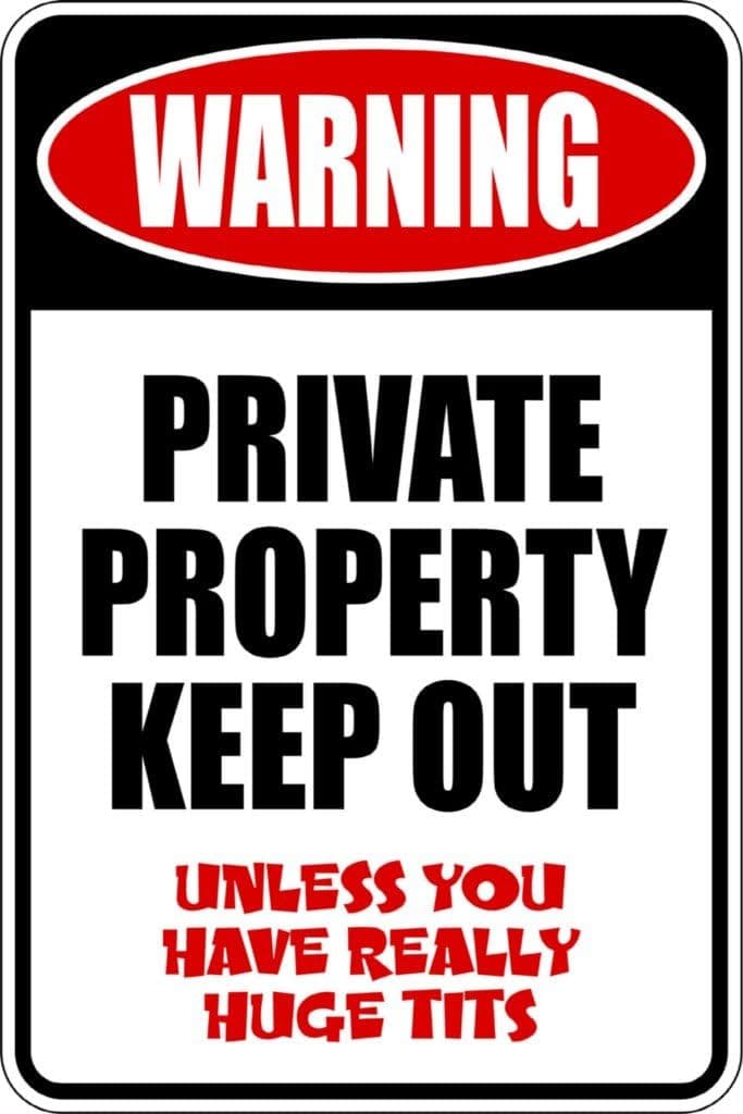 Warning Private Property - Signs - Picture Art - Peel & Stick Vinyl Wall Decal Sticker Size : 9 Inches X 18 Inches - 22 Colors Available