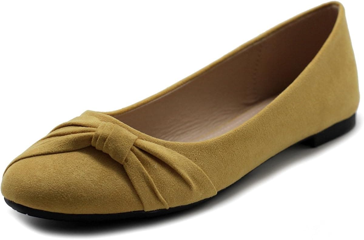 Ollio Women's Shoe Ballet Faux Suede Flat