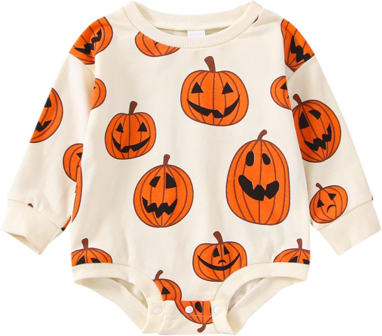 Baby Halloween Outfit Girl Boy Pumpkin Sweatshirt Romper Oversized Long Sleeve Onesie Fall Halloween Baby Clothes