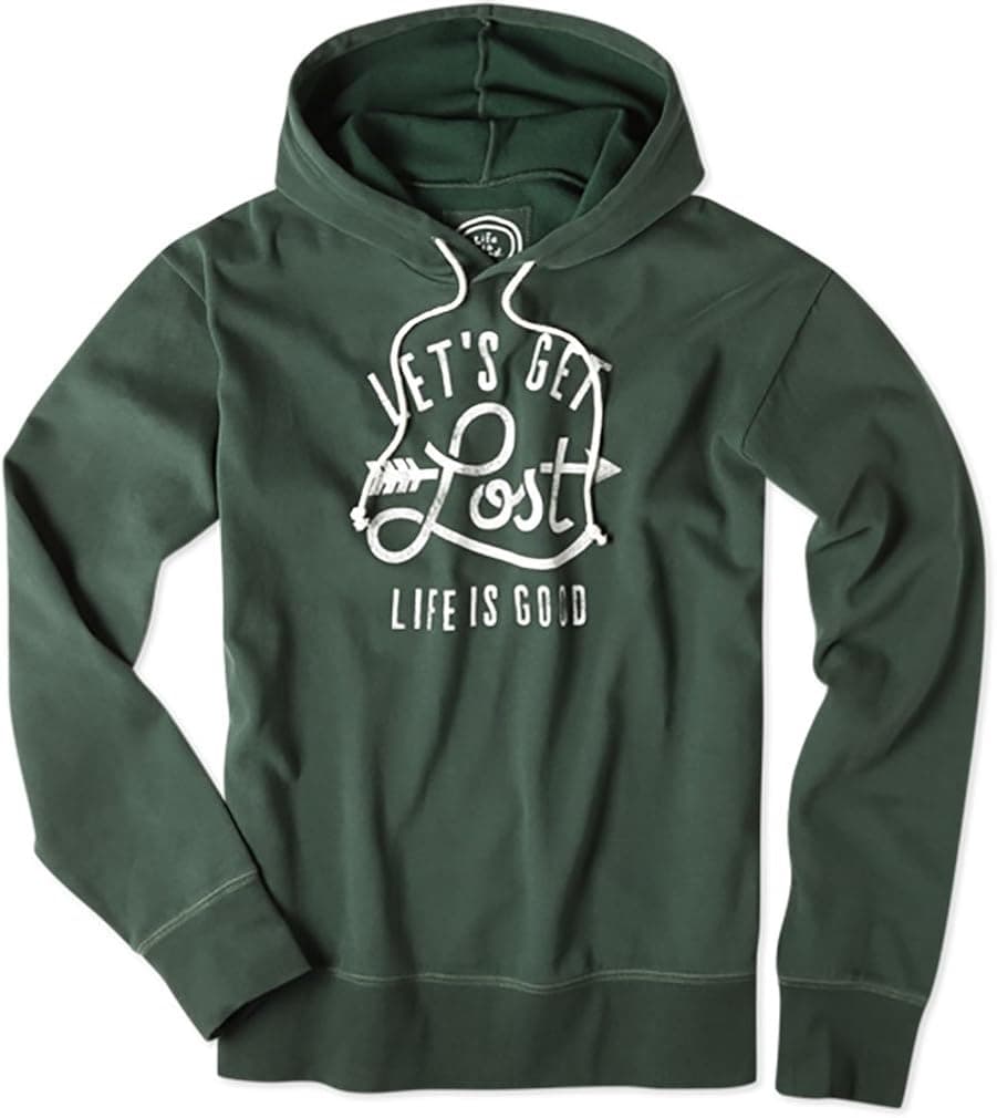 Life is Good Men's Let's Get Lost Go-to Hoodie (Woodsy Green)