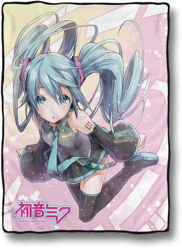 JUST FUNKY Vocaloid Fleece Blanket | 60” x 45” Inches | Featuring Hatsune Miku Blanket | Room Decor | Throw Blanket | Officially Licensed | My Figure Collection | Anime Merch | Anime Gifts