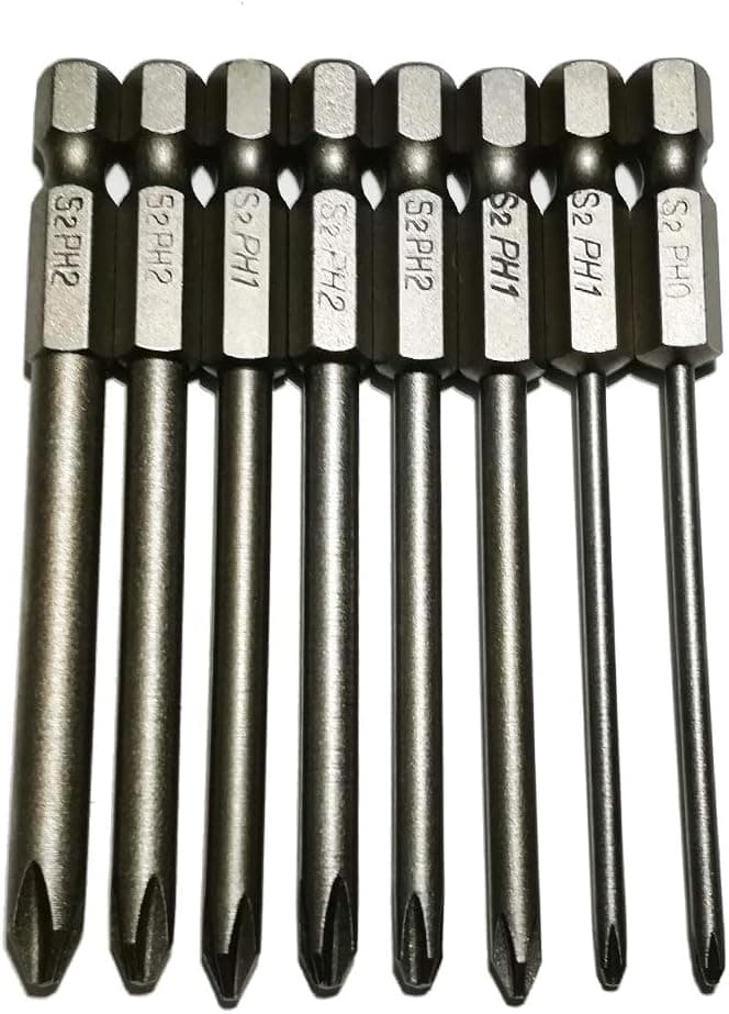 LEROM Philips Screwdriver Bits Set 8pcs includ PH0 PH1 PH2 (Φ2.5 Φ4 Φ4.5 Φ5 Φ6) 3 Inch Length Phillips Screw Head 1/4 Inch Shank Hex Cross Head Electric Manual Screwdriver Bits (Phillips Head)