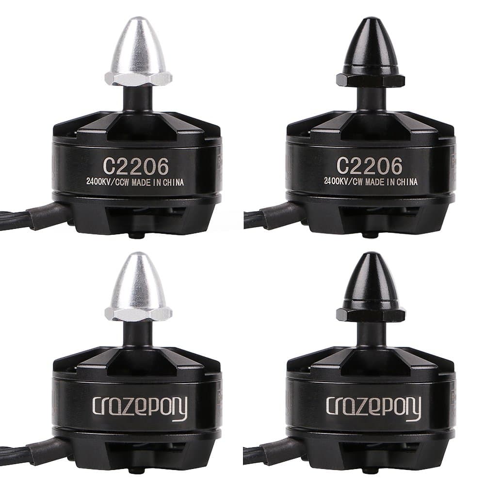 Crazepony 4pcs 2206 2400KV Brushless Motor 2-4S Lipo 2CW 2CCW for FPV Racing Drone Quadcopter for 210 220 250 Frame (2206 2400KV)