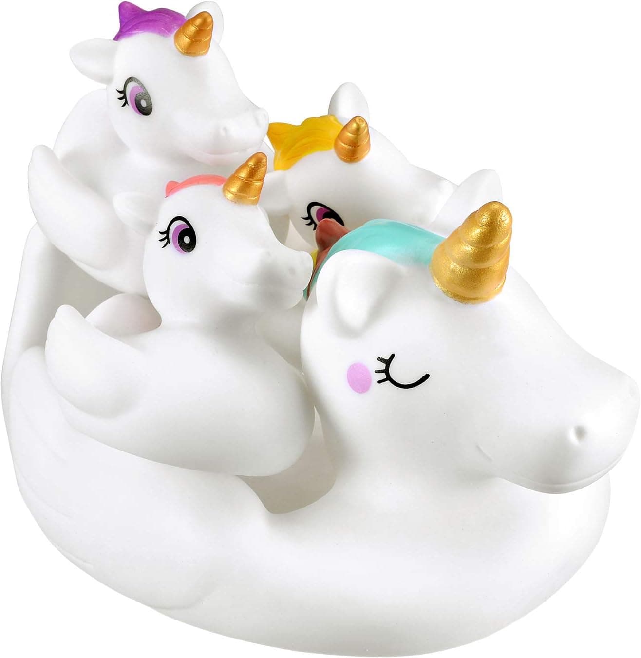 YowellGo Bath Toys, Water Spray Toys Cute Unicorn Rubber for Baby Kids Toddlers,for Shower Time or Pool Party,Unicorn Floating Bath Squirt Toys Ideal Gifts, 4pcs Set