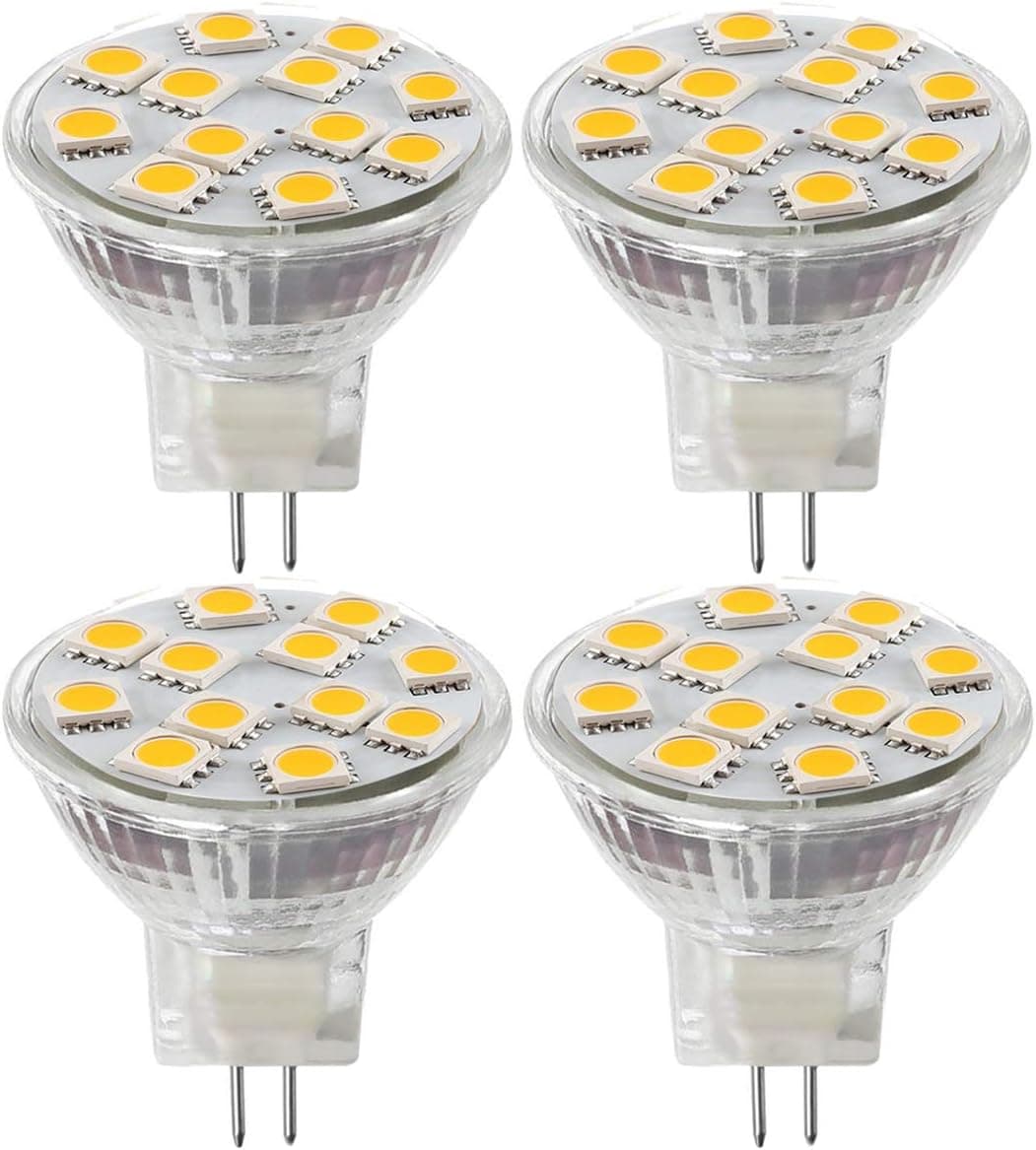SANSUN 2W LED MR11 Light Bulbs, 12v 20w Halogen Replacement, GU4 Bi-Pin Base, 3000K Soft White, Non-Dimmable (4 Pack)