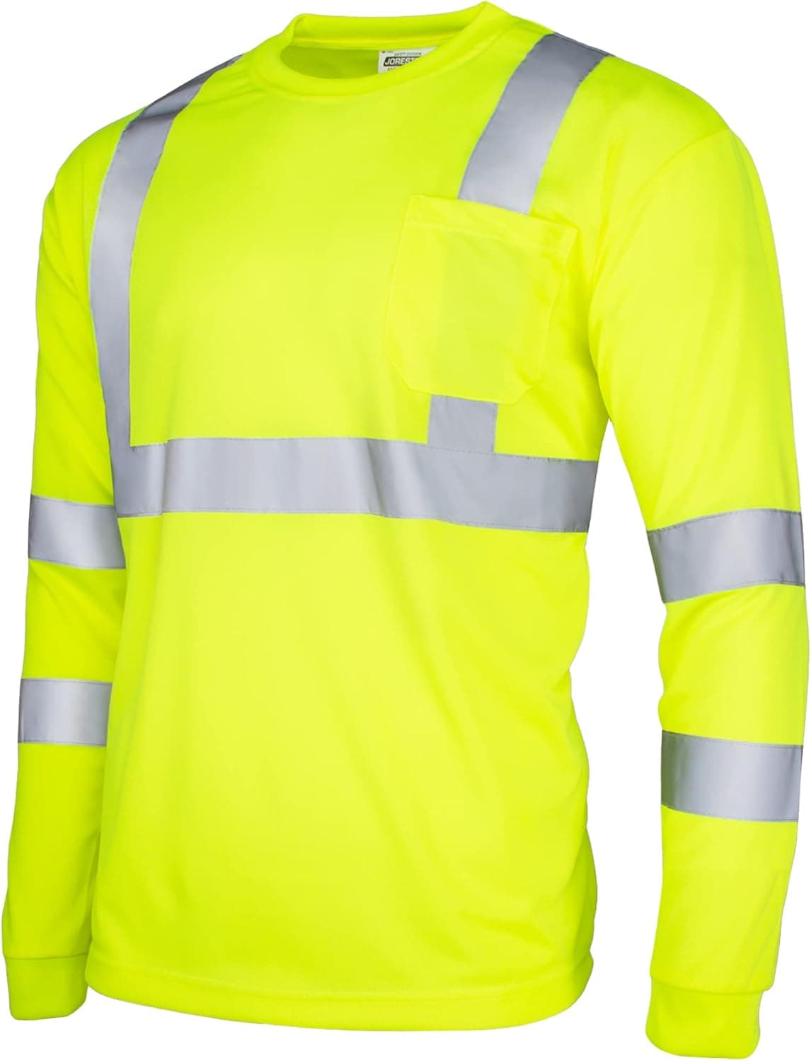 JORESTECH Safety Shirt High Visibility Reflective Yellow Long Sleeve with Front Pocket ANSI Class 3 Type R