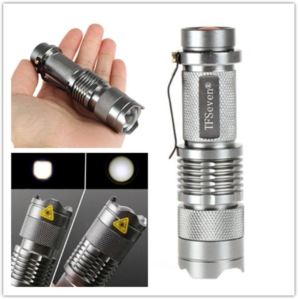TFSeven 3.5W 300 Lumens Mini XPE Q5 Zoomable LED Flashlight Adjustable Focus Portable LED Light Lamp Flashlight Torch - Silver