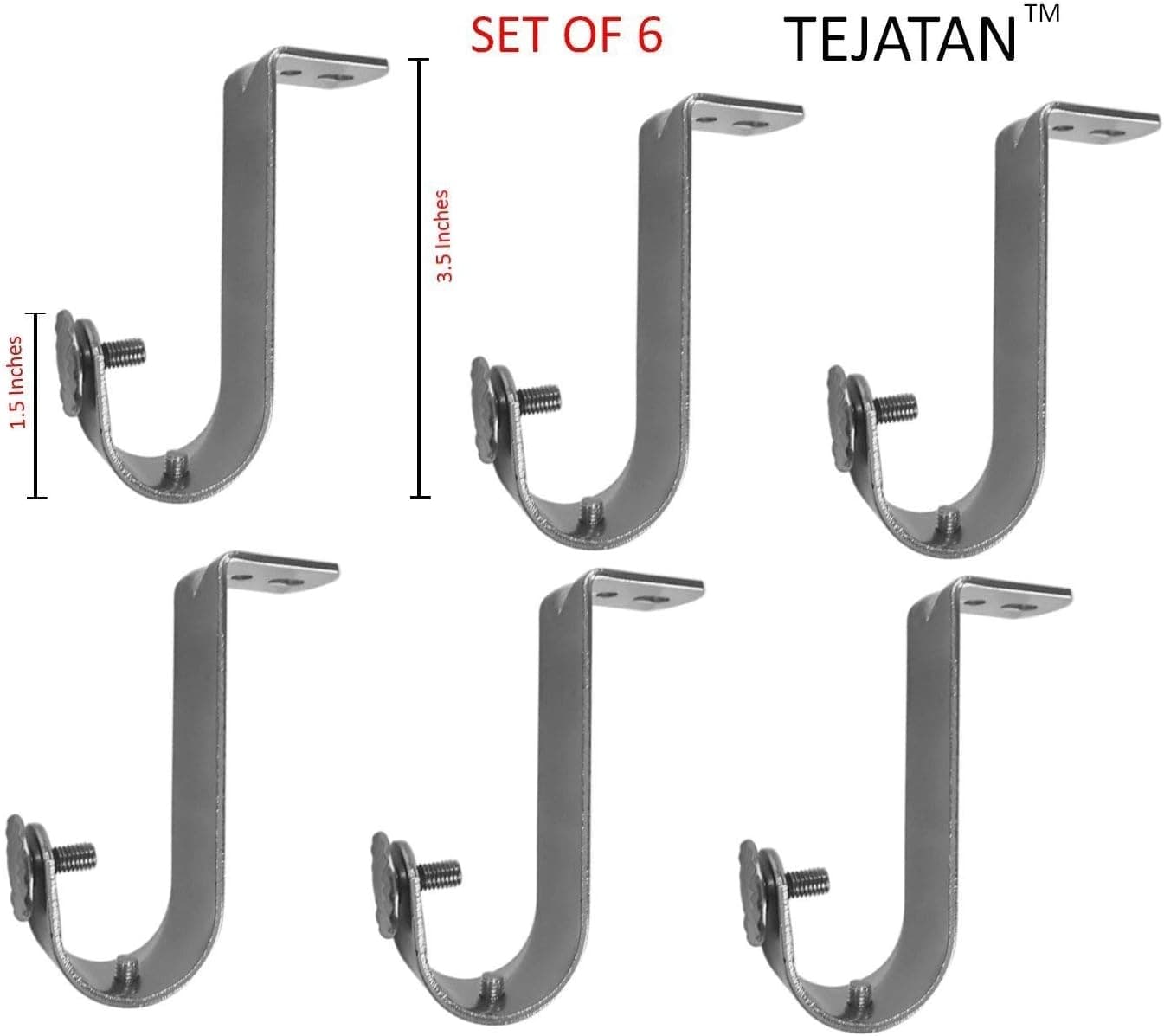 TEJATAN - Curtain Rod Brackets (Classic - Set of 6, Black)