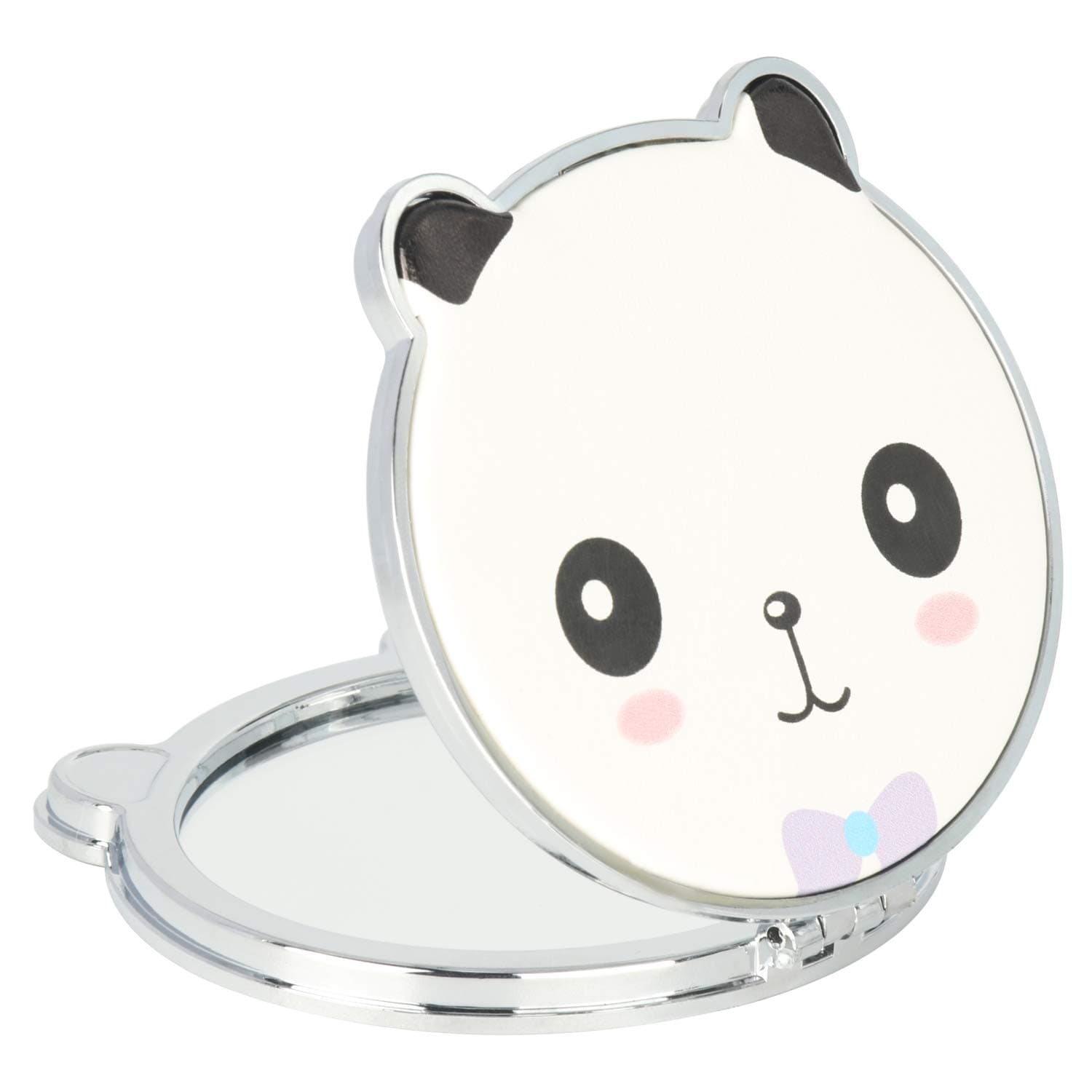 Compact Mirror Mouyor Double Sided Magnified Makeup Mirror with 2X Magnified+1X Mirror,Portable Folding Pocket Size Travel Mirror-(Panda Shaped C)