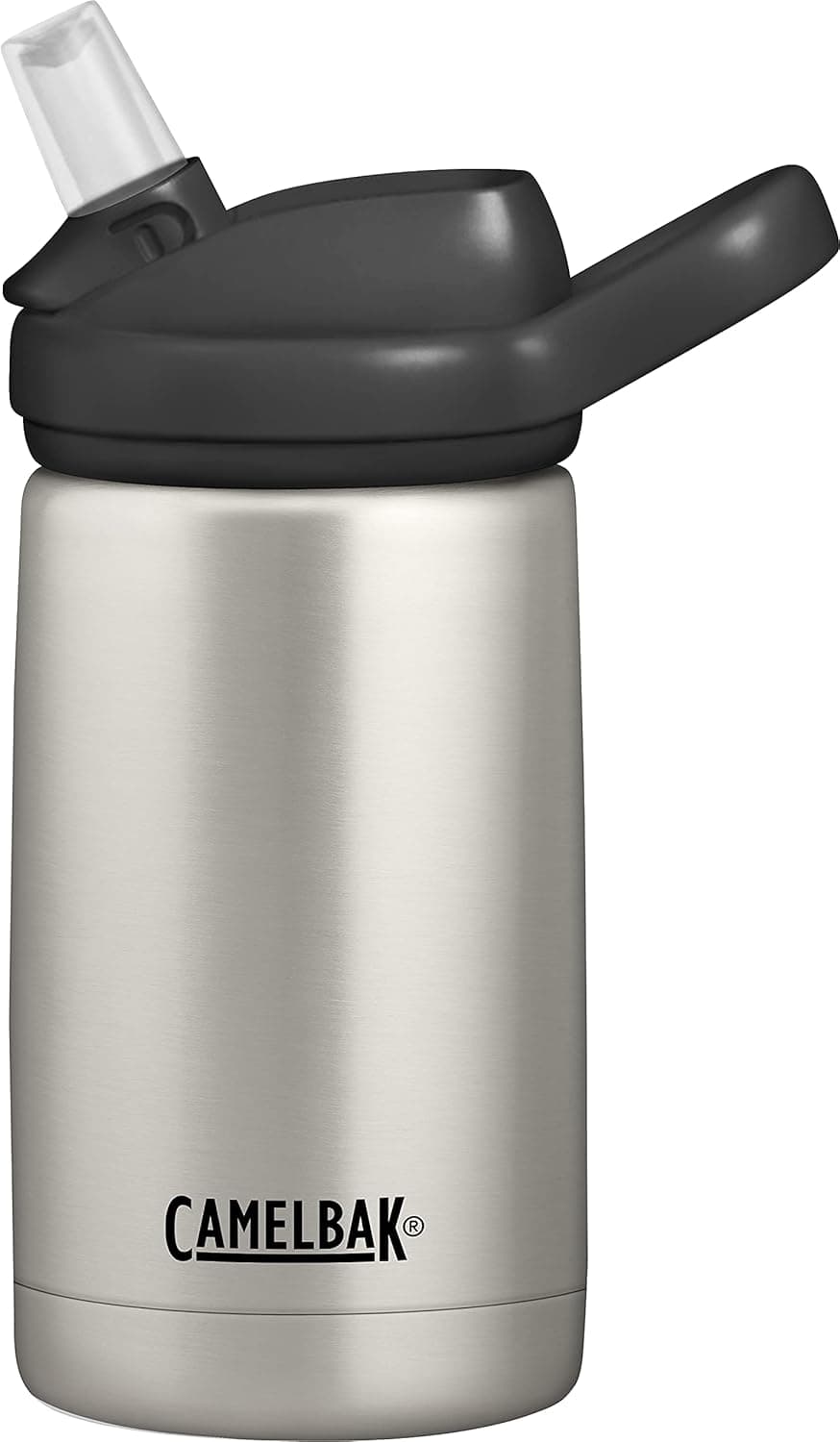 CamelBak Eddy+ Kids 12 oz Bottle, Insulated Stainless Steel with Straw Cap - Leak Proof When Closed, Bare Steel