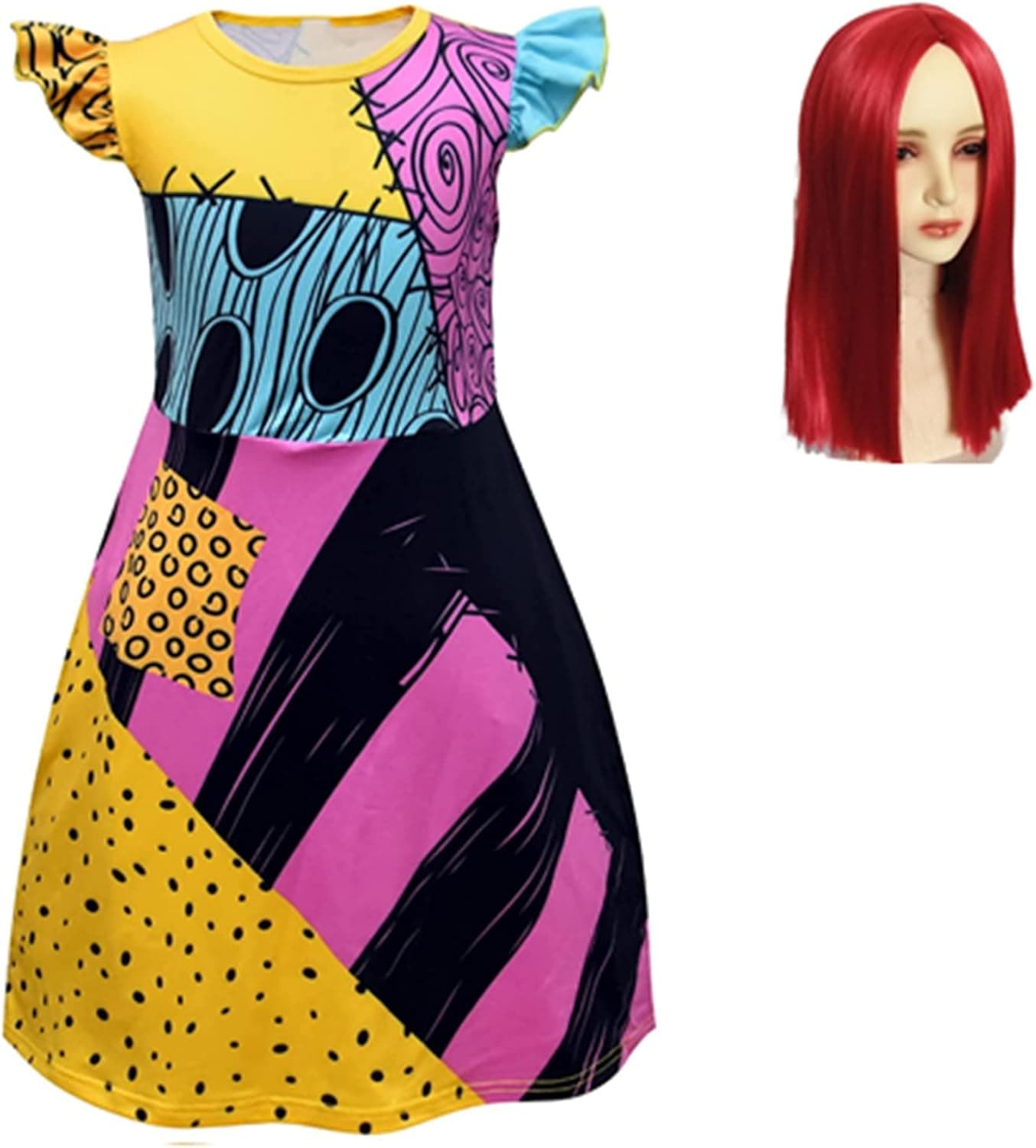 Naeviwth Sally Costume for Toddler Girls Halloween Christmas Costumes Party Dress Up with Wig