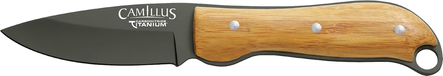 Camillus Carbonitride Titanium Bamboo Handle Fixed Blade Knife, 8- Inch