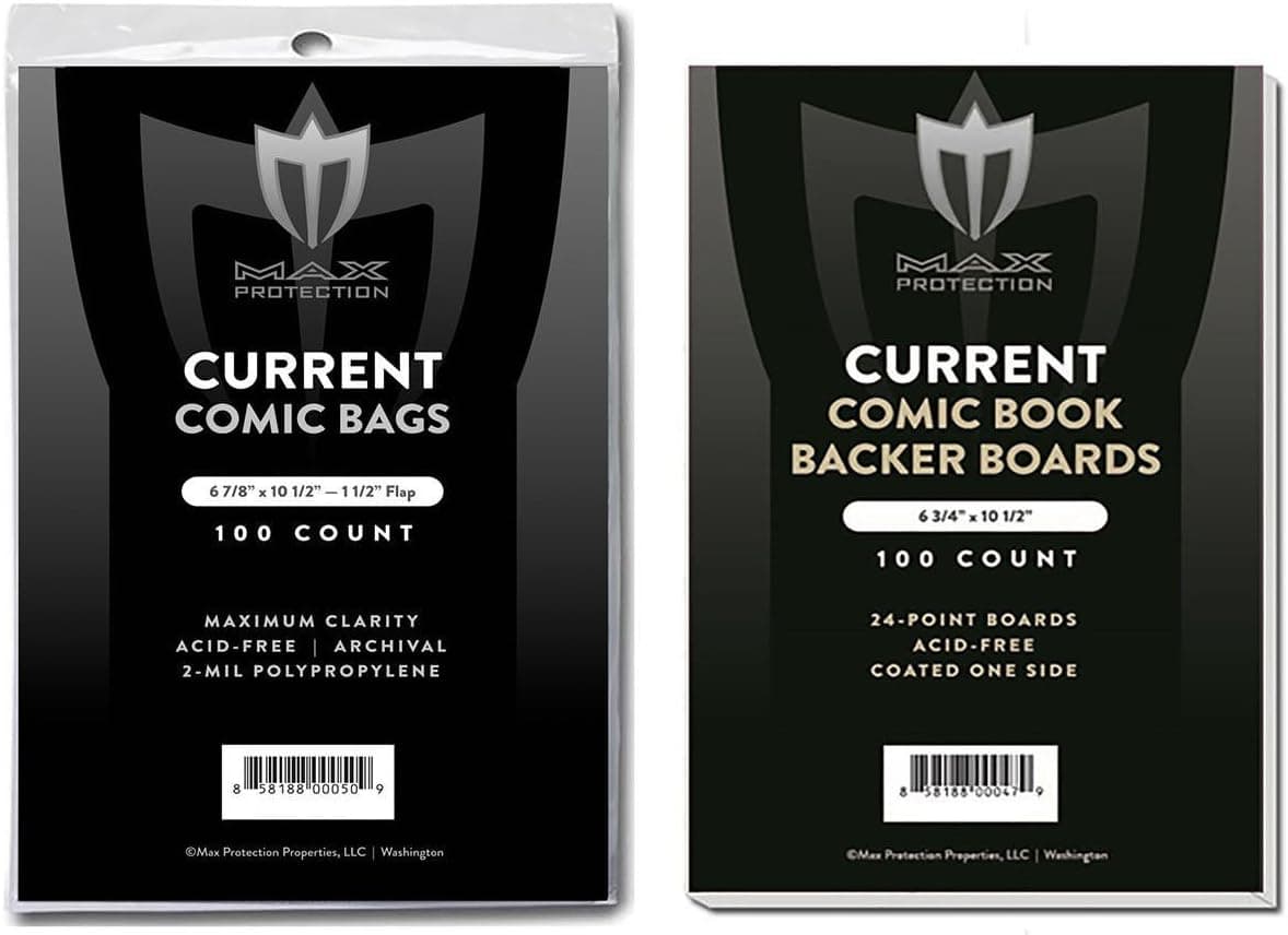 (1000) Current Size Ultra Clear Comic Book Bags and Boards - by Max Pro (Qty= 1000 Bags and 1000 Boards)