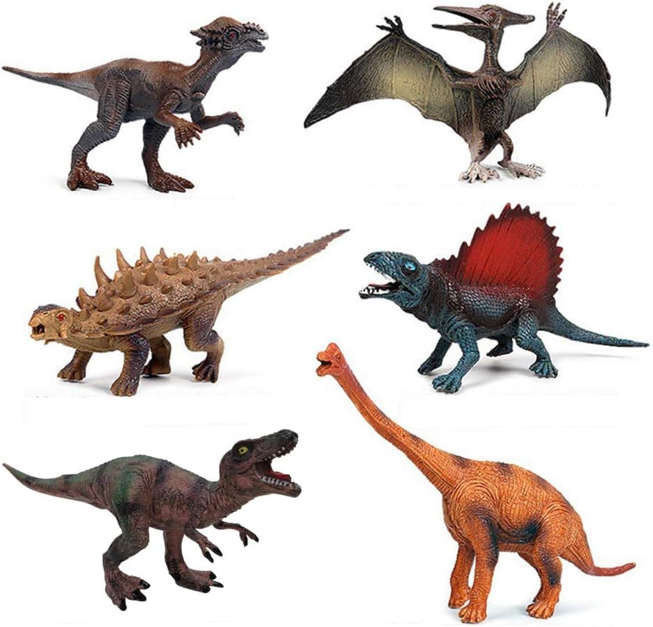 6 Pack Realistic Looking 6.5" Dinosaur Toys, Plastic Assorted Dinosaur Figures Educational Party Favors Dinosaur Figurines for Kids Age 3+