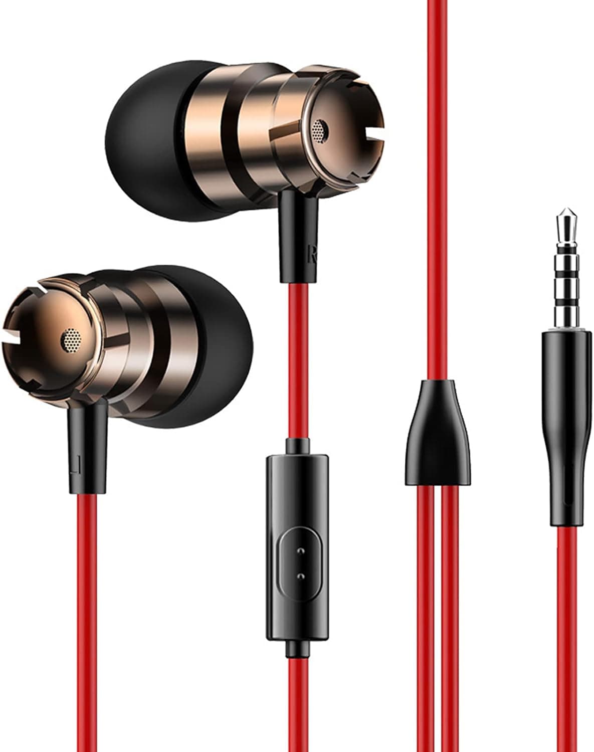 Headphones Earphones Earbuds Earphones, Noise Islating, High Definition, Stereo for Samsung, iPhone,iPad, iPod and 3.5mm Devices (Red)