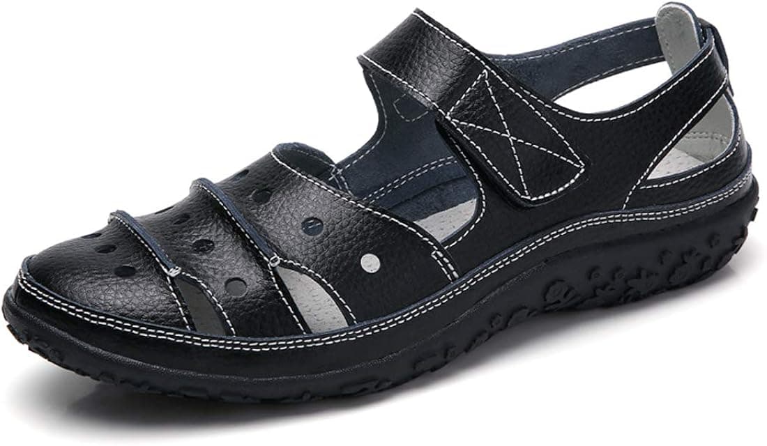 Z.SUO Women's Leather Sandals Flats Comfortable Casual Summer Walking Driving Shoes Fashion Wild Loafers Moccasins Outdoor Sandals