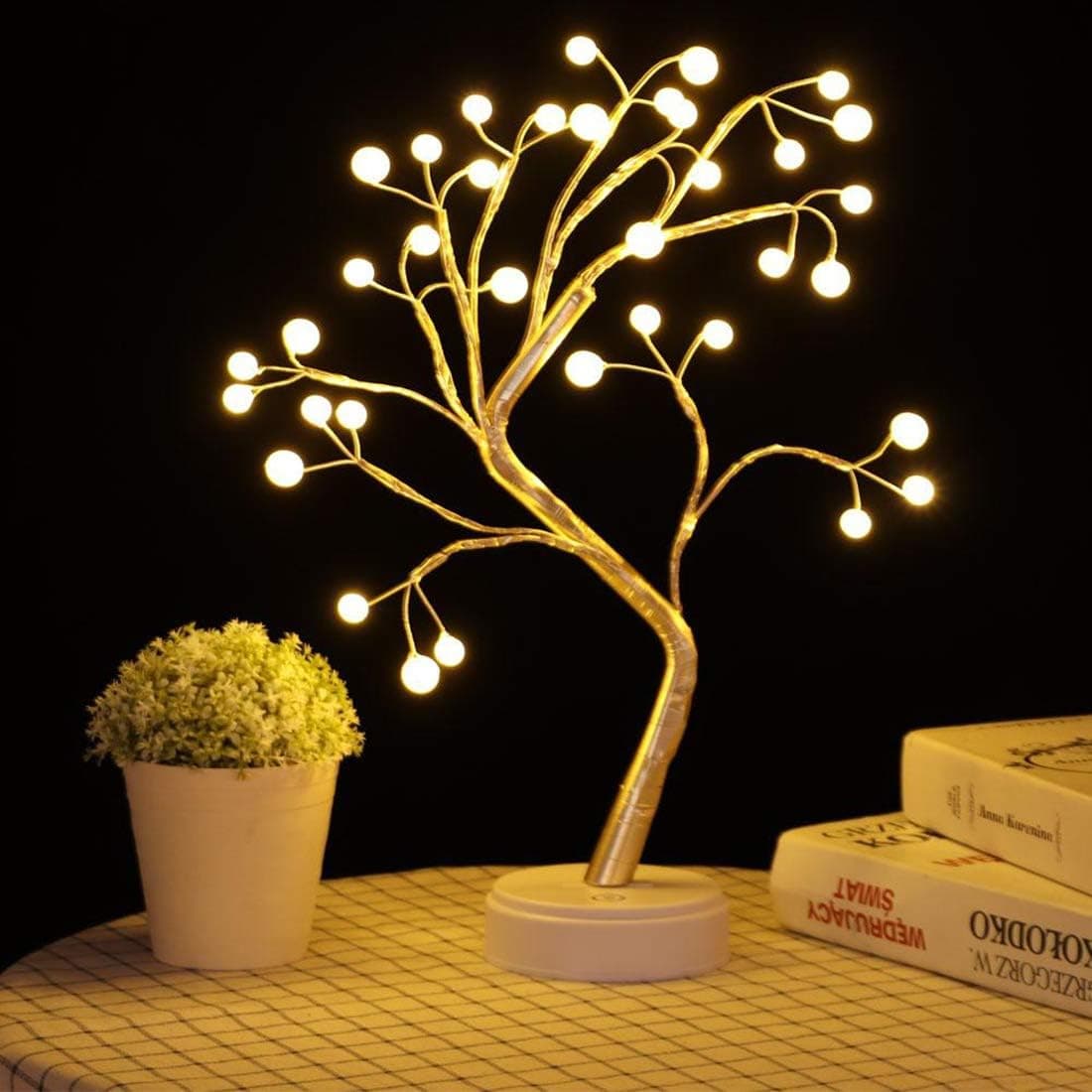 ZZYD Tabletop Firefly Bonsai Branches Tree Light with 36 Pearls LED DIY Artificial Fairy Light Tree Desk Lamp Battery/USB Operated Decoration Night Light for Bedroom Home Party Wedding Easter Gifts